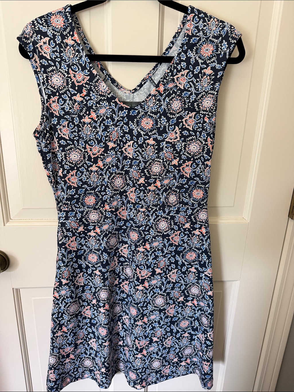 Title Nine Navy Floral Midi Dress With Pink Accents